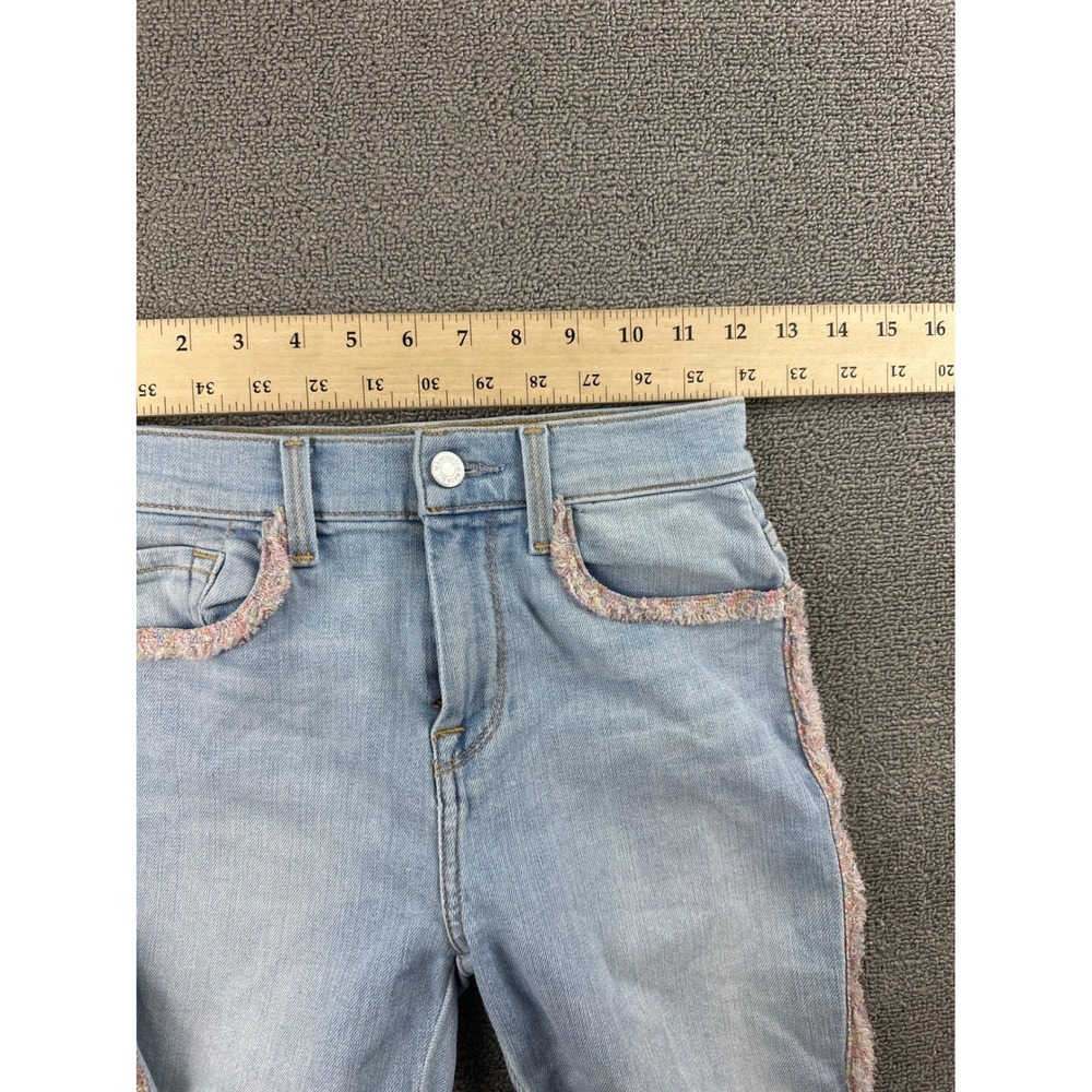 7 For All Mankind Jeans Women 24 Blue High Waist Ankle Skinny Rainbow Fringe - Picture 9 of 11